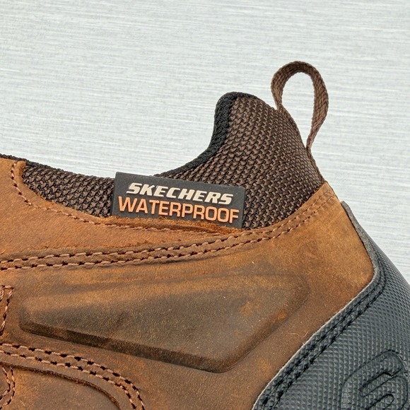 Skechers Waterproof Hiking Boots Men's 9.5 Brown Leather Outdoor Trail 204910 - Picture 9 of 14